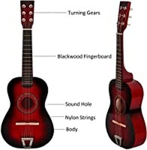 lot 37546 image: M SANMERSEN Kids Toy Guitar 6 Strings Kids Wooden Play Guitar Wood Ukulele