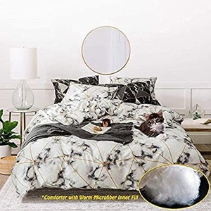 lot 37557 image: Jumeey Geometric Comforter Set Queen White Art Triangle Comforter Bedding Set