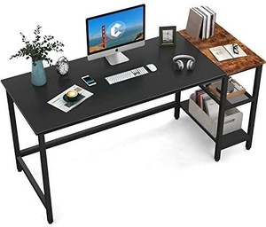 lot 37575 image: CubiCubi Computer Home Office Desk, 55 Inch Small Desk Study Writing Table with Storage Shelves