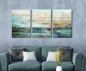 lot 37576 image: wall26 3 Panel Canvas Wall Art - Abstract Grunge Color Compositon - Giclee Print