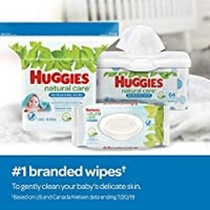 lot 37612 image: Huggies Natural Care Sensitive Baby Wipes, Unscented Flip-Top Packs - 2pk64ct each