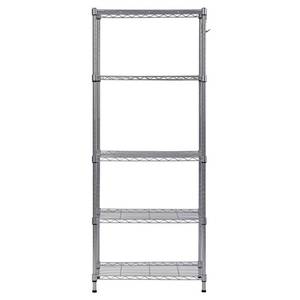 lot 37620 image: Muscle Rack 5 Tier Wire Shelving Unit with Hooks in Silver