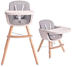 lot 37623 image: Tiny Dreny Convertible Baby Chair with Cushion  High Chair for Babies and Toddlers  3-in-1 Baby High Chair Grows up with Family  Highchair with Adjustable Footrest and Tray  Easy Assembly
