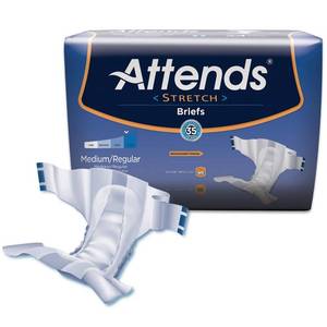 lot 37636 image: Attends Stretch Briefs, MediumRegular (32-54 Inch WaistHip) - Pack of 24