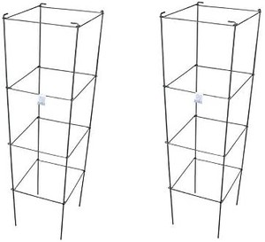 lot 37660 image: MTB Green Square Folding Tomato Cage Plant Support Stake Tower 12 inch by 46 inch, Pack of 5