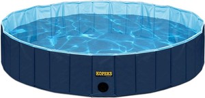 lot 37668 image: KOPEKS Outdoor Portable Dog Swimming Pool, Blue, Medium