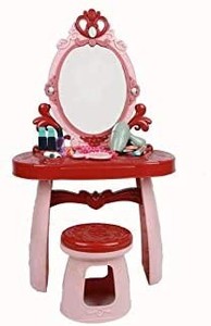 lot 37670 image: Qing Da Kids Vanity Pretend Play Kids Vanity Table and Chair Beauty Mirror
