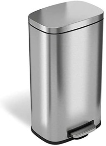 lot 37674 image: iTouchless SoftStep 8 Gallon Deodorizer Filter System & Inner Bucket, 30 Liter Foot Pedal Garbage Bin for Office and Kitchen