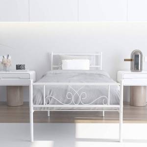 lot 37680 image: WeeHom Kids Student Single Metal Bed Frame with Unique Flower Design Sturdy Metal Frame Premium Steel Slat Support Platform Bed