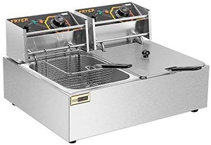 lot 37701 image: VIVOHOME 20.7 Qt Large Capacity Electric Deep Fryer with 2 x 6.35 QT Removable Baskets and Temperature Limiter
