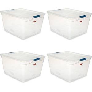 lot 37710 image: Clever Store Basic Latch-Lid Container, 18 58w x 23 12d x 12 14h 71qt, Clear