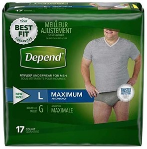 lot 40589 image: Large Maximum Absorbency Depends Fit Flex Underwear