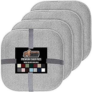lot 40597 image: Gorilla Grip Original Premium Memory Foam Chair Cushions, 4 Pack, 16x16 Inch, Thick Comfortable Seat Cushion Pad, Large Size, Slip Resistant, Durable Soft Pads for Office, Kitchen Chairs, Light Gray