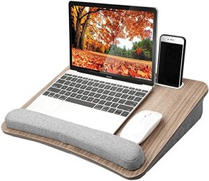 lot 40623 image: HUANUO Lap Laptop Desk - Portable Lap Desk with Pillow Cushion, Fits up to 15.6 inch Laptop, with Anti-Slip Strip & Storage Function for Home Office Students Use as Computer Laptop Stand, Book Tablet