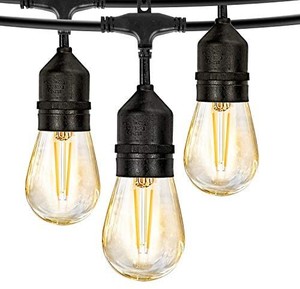 lot 40625 image: 2 Pack -2�48FT LED Outdoor String Lights with 2W Dimmable Edison Shatterproof Plastic Bulbs Commercial Great Weatherproof Strand - Heavy-Duty Decorative LED Caf� Patio Light, Porch Market Light