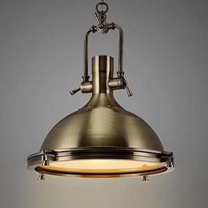 lot 40627 image: Industrial Style Single Pendant-LITFAD Pendant Lamp with Frosted Diffuser Mounted Fixture in Bronze