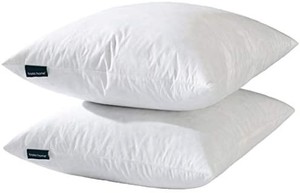 lot 40631 image: 18x18 Decorative Throw Pillow Inserts-Down Feather Pillow Inserts-Square-Cotton Fabric-Set of 2-White.