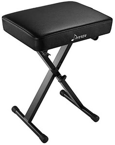 lot 40635 image: Donner Adjustable Piano Keyboard Bench, X-Style Bench Stool Chair Seat High-Density Sponges Non-Skid Design, Black