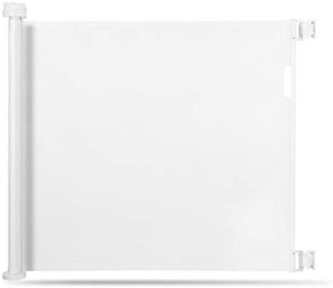 lot 40647 image: Retractable Baby Gate, Momcozy Mesh Safety Gate for Babies and Pets, Extra Wide Safety Baby Gate 33.7 Tall, Extends to 55 Wide, Pet Dog Gate for doorways, Stairs, Hallways, IndoorOutdoor (White)
