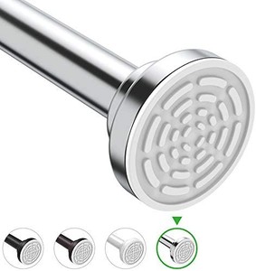 lot 40650 image: Shower Curtain Rod Tension - 40-72 Inch Never Rust Non-Slip Spring Tension Curtain Rod No Drilling Stainless Steel Curtain Rod Use Bathroom Kitchen