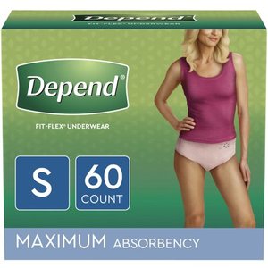 lot 40697 image: Depend Fit-Flex Incontinence Underwear for Women, Maximum Absorbency, Small, Light Pink.