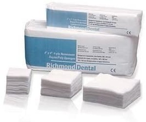 lot 40699 image: Richmond Dental 300634 PolyRayon Non-Woven Sponge, 4-Ply, Non-Sterile, 2 Width, 2 Length (Pack of 5000)