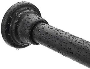 lot 40706 image: AmazerBath Shower Curtain Rod, 201 Stainless Steel Adjustable Spring Tension Curtain Rod, Rust-Resistant Curtain Rod Bathroom Rod, 26-42 Inches (Black)