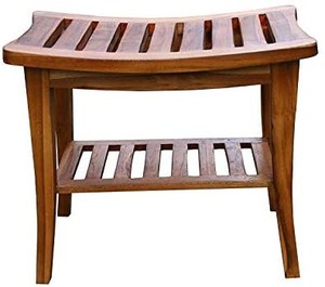lot 40728 image: Ala Teak Indoor Outdoor Patio Garden Yard Bath Shower Spa Waterproof Stool Bench Fully Assembled