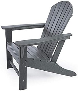 lot 50635 image: DAILYLIFE HDPE PlasticResin Classic Outdoor Adirondack Chair for Patio Deck Garden,Backyard & Lawn Furniture,Slate Gray (Slate Gray