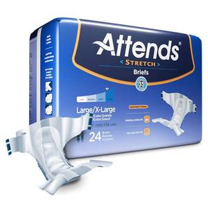 lot 50668 image: Adult Incontinent Brief Attends Stretch Tab Closure Lxl Disposable Pack Of 24
