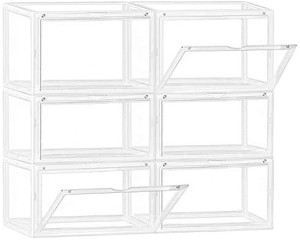 lot 50692 image: Clear Plastic Shoe Boxes with Clear Lids Stackable, Front Opening Storage Box 12