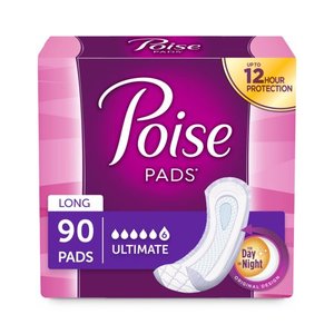 lot 50696 image: Poise Incontinence Pads for Women, Ultimate Absorbency, Long, 45 pack