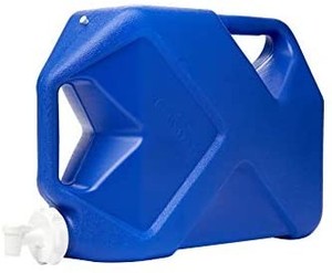 lot 50716 image: Reliance Products Jumbo-Tainer 7 Gallon Jerry Can Style Rigid Water Container, Blue, 15.5 Inch x 7.3 Inch x 21.8 Inch