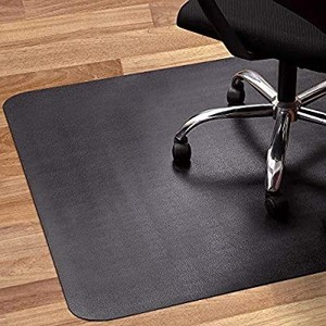 lot 50725 image: Office Chair Mat for Hardwood and Tile Floor, Black, Anti-Slip, Non-Curve, Under the Desk Mat Best for Rolling Chair and Computer Desk, 47 x 35 Rectangular Non-Toxic Plastic Protector, Not for Carpet