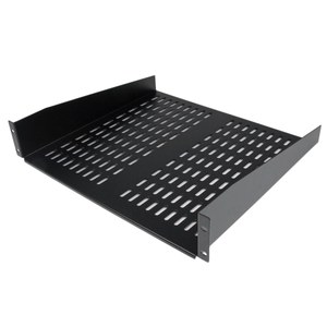 lot 50726 image: StarTech.com 2U 19-Inch 50lbs  22kg Universal Vented Rack Mount Cantilever with Fixed Server Cabinet Shelf - CABSHELFV (Black)