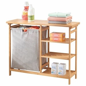 lot 50727 image: Laundry Hamper Sorter with Bamboo Storage Shelves