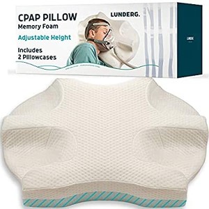 lot 50760 image: Lunderg CPAP Pillow for Side Sleepers - Includes 2 Pillowcases - Adjustable Memory Foam Pillow for Sleeping on Your Side, Back & Stomach - Reduce Air Leaks & Mask Pressure for a Better Sleep