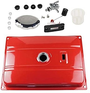 lot 50762 image: Red Universal 7 Gallon (US) Generator Gas Fuel Tank with Chrome Cap and Fuel Valve Assembly Fits 26.5 Liters