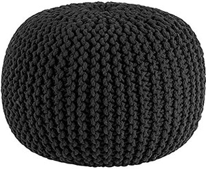lot 50763 image: RAJRANG BRINGING RAJASTHAN TO YOU - Hand Knit Pure Cotton Pouf - Rounf Braid Cord Stitched Foot Stool  or small seat for kids