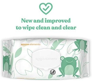 lot 50772 image: Amazon Elements, New and Improved Baby Wipes, Clean and Fresh 2 pack