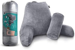 lot 50782 image: Pillow - Bed Reading Pillow with Arms - Backrest for Sitting Up in Bed - Watching Tv , Gaming , Studying , Working from Home - Extra Large Size for Adults brown