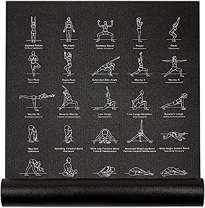 lot 50792 image: Fitness Instructional Yoga Mat Printed w 70 Illustrated Poses, 24�� Wide x 68�� Long