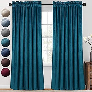 lot 50805 image: Luxury Velvet Curtains Blackout for Living Room 2 Panels 84 Inches Thick Soft Smooth Room Darkening Decorative Curtain Draperies for Bedroom Windows Rod Pocket (52 x 95 Inch golden