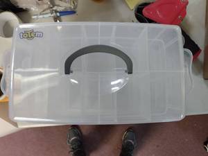 lot 50816 image: TOTEM STACKABLE STORAGE. 3 pack GREAT FOR CARDS TOYS SEWING OR NUTS AND BOLTS