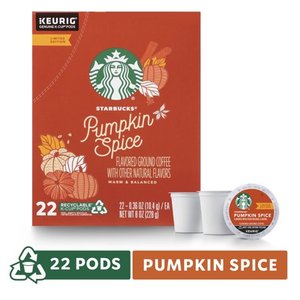 lot 50817 image: Starbucks Pumpkin Spice Flavored Single-Cup Coffee for Keurig Brewers Box of 22 K-Cup Pods