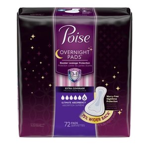 lot 50827 image: Poise Overnight Incontinence Pads for Women, Ultimate Absorbency, Extra Coverage, 36 Ct