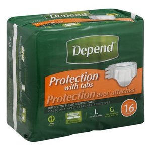 lot 50840 image: Depend Protection with Tabs Maximum Absorbency, Large, 16 Count