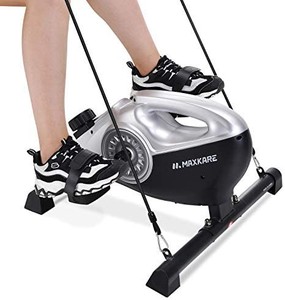 lot 50855 image: MaxKare Under Desk Exercise Bike 2 in 1 Stationary Magnetic Pedal Exerciser Cycle Bike with LCD Monitor Leg and Arm Recovery for Men and women at Home and Office (Resistance Bands Included