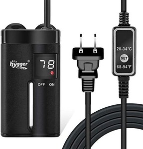 lot 50860 image: hygger Explosion-Proof Carbon Mini Submersible Aquarium Heater, 50W Small Heater with Over-Temperature Protect,Turtle and Betta Tank Heater with Digital Display External Controller(15W 25W 35W 50W