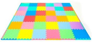 lot 37724 image: ProSource Kids Foam Puzzle Floor Play Mat with Solid Colors, 36 Tiles or 16 Tiles with Borders